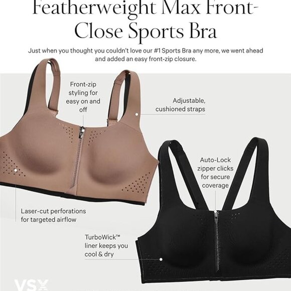 Victoria's Secret VSX Featherweight Max Front Close Sports Bra High Support 36B - Picture 12 of 12